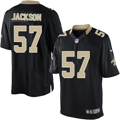 Men's Limited Rickey Jackson Nike Jersey Black Home - #57 NFL New Orleans Saints